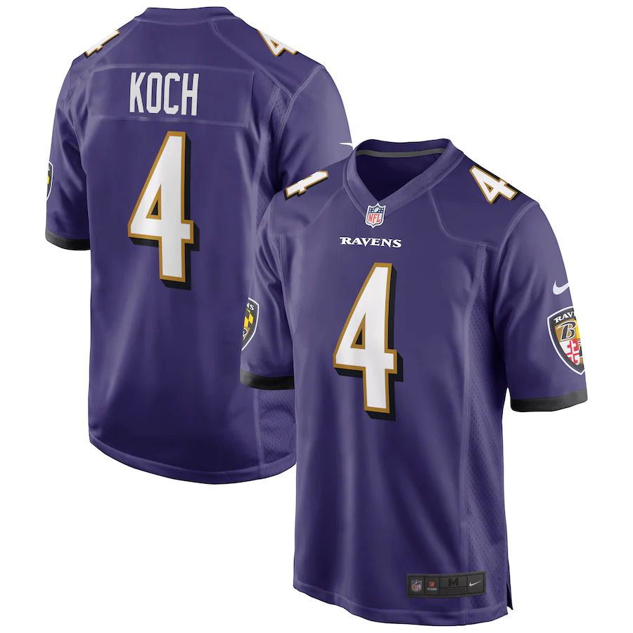 Men Baltimore Ravens 4 Sam Koch Nike Purple Game NFL Jersey